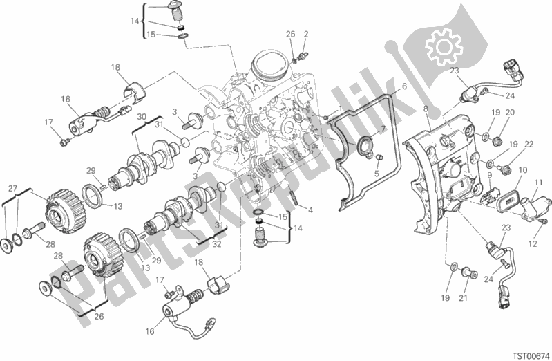 Todas as partes de Sistema De Cronometragem De Cabeça Horizontal do Ducati Multistrada 1260 S Pikes Peak USA 2020